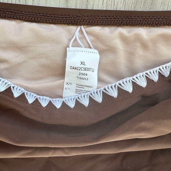 Cupshe Women’s XL Brown and White Bikini Set Crochet Edge High Waisted New - Picture 2 of 6